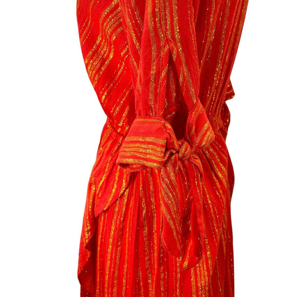 Michael Kors NWT Metallic Crepe Wrap-Effect Dress XS - Picture 10 of 16